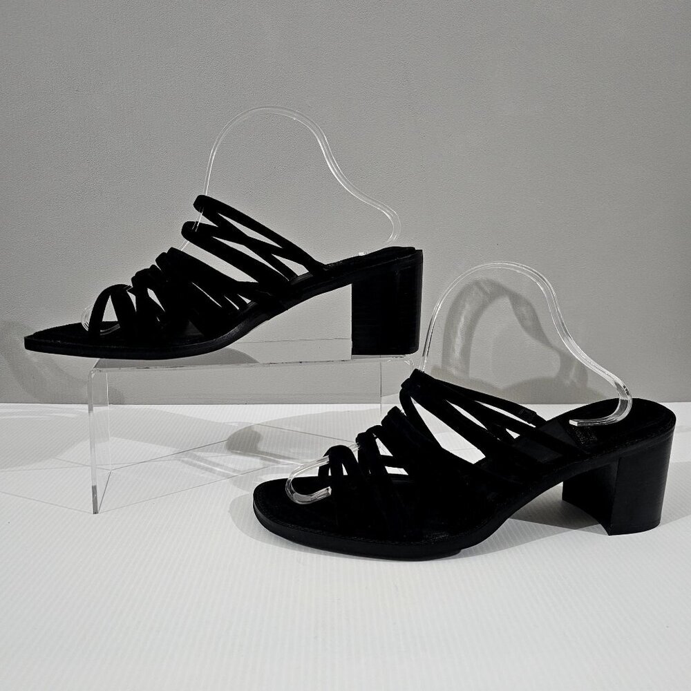 Jeffrey Campbell Intertwine Slide Sandal Womens 11 Black Suede Block Heel - Picture 2 of 12